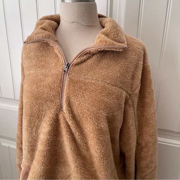 Pink Lily Tan Quarter Zip Sweater - Picture 4 of 9